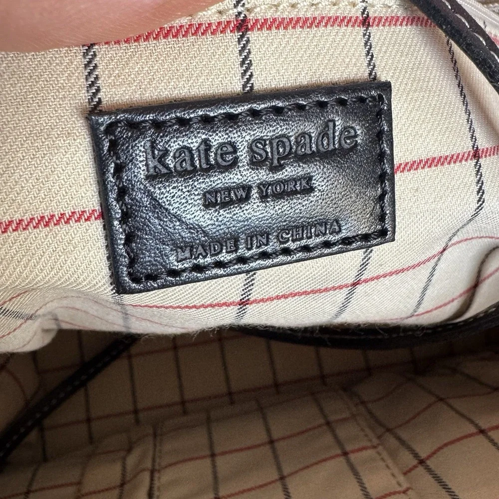 Vintage Kate Spade Black Red Wool Striped‎ Tote